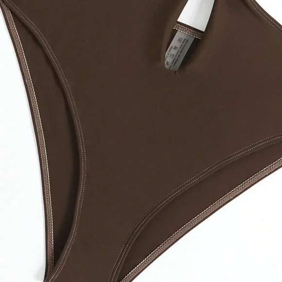 Multicolor Women's Beach Colorblock Criss Cross Halter One-Piece Swimsuit - Picture 5 of 6